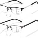 LianSan Premium Progressive Multifocus Reading Glasses Men - No-Line Aluminum Trifocal Blue Light Blocking Computer Readers(Multicolor P,2.00x)