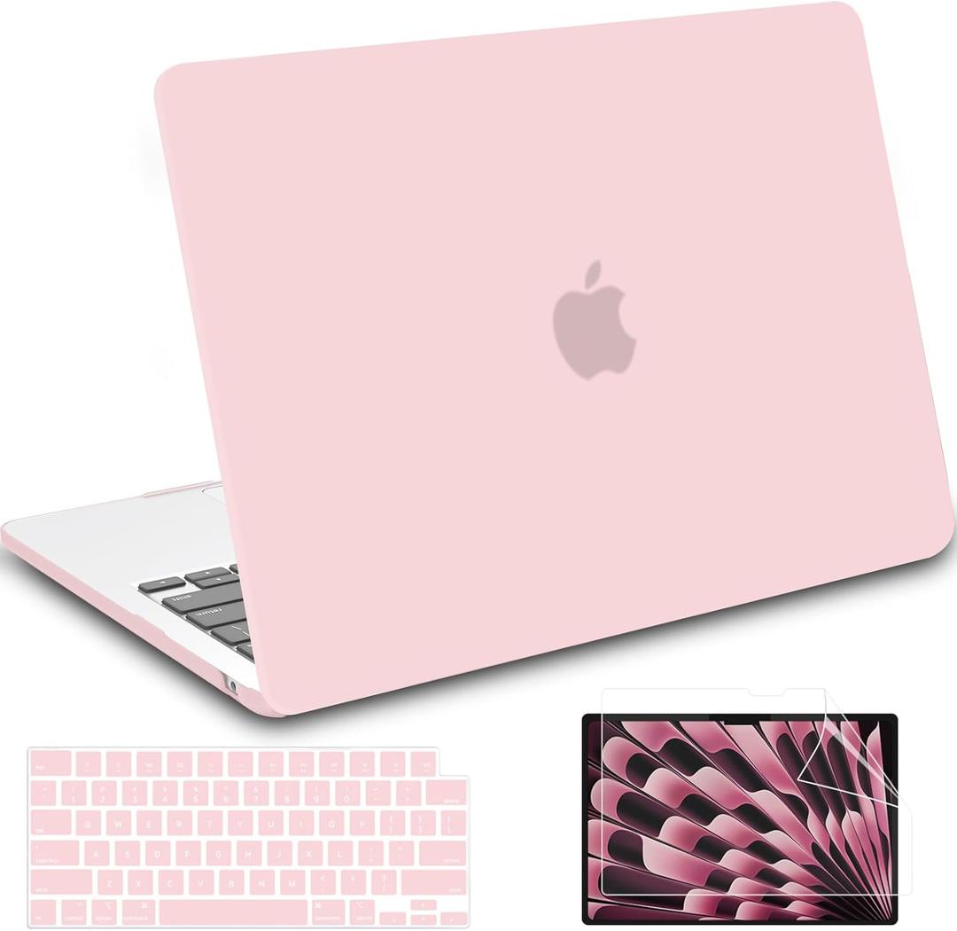 B BELK Compatible for MacBook Air 15 inch Case 2026 2025 2024 2023 M5 M4 M3 M2 Model A3448 A3241 A3114 A2941, Protective Hard Shell for Mac Air 15" + Keyboard Cover & Screen Protector, Light Pink