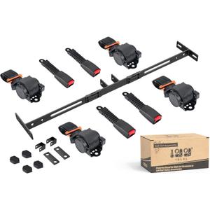 10L0L 4 Passenger (2+2) Golf Cart Seat Belt Kit for EZGO, Yamaha, Club Car, Fits Front Rear Seat, with Bracket