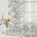 XTMYI Light Grey White Window Curtains for Living Room 84 Inch Length 2 Panels Set Grommet Voile Drapes Leaf Floral Print Design Striped Patterned Sheer Curtain Panels for Bedroom 84 Inches Long Gray