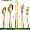 PHILIPALA 20 Piece Gold Silverware Set, Stainless Steel Flatware Set for 4 Food Grade Cutlery Utensil Set Include Knife Fork Spoon Mirror Polished Dishwasher Safe