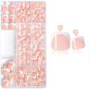 240PC Press on Toenails for Women Fake Toe Press on Nails French Tip Toe Nail Press ons with Sticky Tabs, 12 Size Fake Toenails Press ons Acrylic Toe Nail Tips Kit White Press on Toe Nails