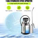 1 Gallon Pump Sprayer, Heavy Duty Stainless Steel Garden Sprayer with 14" All-Steel Wand & 4FT Reinforced Hose for Lawn Care, Weed Control & Pest Control, Includes Viton & EPDM Seals, Gloves