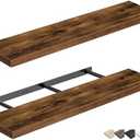 QEEIG Bathroom Shelves 36 inches Long Floating Shelf for Wall 36 x 9 inch Set of 2, Rustic Brown (008-90BN)