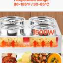VEVOR Electric Soup Warmer, Four 6.34QT Stainless Steel Round Pot with 86~185F Adjustable Temp, 1500W Commercial Bain Marie with Anti-Dry Burn and Reset Button, Soup Station for Restaurant, Buffet