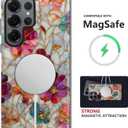 Case for Samsung Galaxy 24 Ultra,Stained Glass Flowers Case [Compatible with Magsafe] Design,Dual Layer Soft TPU Hard PC Bumper Phone Case Case for Men Women