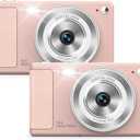 WONNIE Digital Camera 56MP, FHD 1080P Point & Shoot Camera with 32GB SD Card, 2 Batteries, and Lanyard, Ideal for Kids & Teens, Suitable Gift for Girls，Pink, 2-Pack