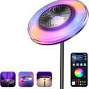 Smart Floor Lamp for Living Room, RGB+WW Ripple Projector, LED Corner Floor Light, Dimmable Tall Standing Lamp with App Control, Color Changing Mood Light & Eye-Care Reading Lamp for Bedroom