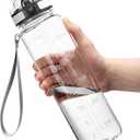 OLDLEY Water Bottle, 32oz Motivational Sports Water Bottle with Time Marker - Times to Drink - Tritan, BPA Free, Wide Mouth Leakproof,Capacity Clear (32 Ounces, AA-Clear)