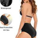 OVRUNS Period Swimwear Leakproof Bikini Brief Bottoms Waterproof Menstrual Swim Bottoms for Teens, Girls, Women (Black, L)