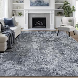 8x10 Area Rugs for Living Room Rug Washable: Abstract Large Rug for Dining Room Bedroom Carpet Non Slip 8 by 10 Indoor Modern Nursery Home Office Black