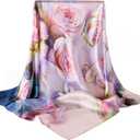 100% Mulberry Silk Scarf-Printed or Solid Color 35 Square Large Silk Hair Head Wrap Scarf With Gift Box Package