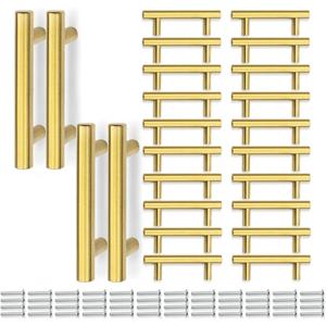 SANATO 4 Inch (2.5 Inch Hole Center) Gold Cabnet Pulls Kitchen Cabinet Handles, Made of Stainless Steel, Ideal for Cabnet, Drawer, Cupboard, 24 pcs
