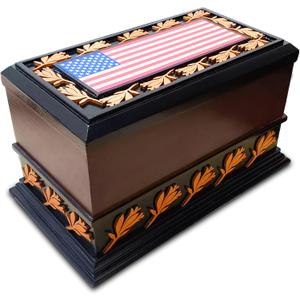 Urns for Ashes - Patriotic Cremation Urn with American Flag - Enduring Ashes Keepsake - Decorative Urns for a Lasting Tribute (Brown)