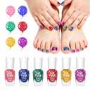 Kids Nail Polish Set - 6 Colors Non Toxic Safe Toddler Quick Dry Glitter Nail Polish, Water Based Peel Off Low Odor Girls Air Dry Nail Polsih Kit for DIY Gift Kid Ages 3+