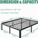 14 Inch High Platform Metal Queen Size Bed Frame, Queen Bed Frame no Box Spring Needed, Easy Assembly, Heavy Duty, Noise Free, Black