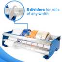 IDL Packaging 18" Manual Label and Tape Dispenser, 2" and Up Core Size, Adjustable Roll Width - Tabletop & Wall-Mounted Multi Roll Holder - Industrial Grade Steel Construction