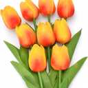 2 x 10pcs Yellow Mixed Red Artificial Flowers Fake Tulips 13" Silk Flower for Home Kitchen Wedding Decor Bouquet Decorations Office Floral Arrangements