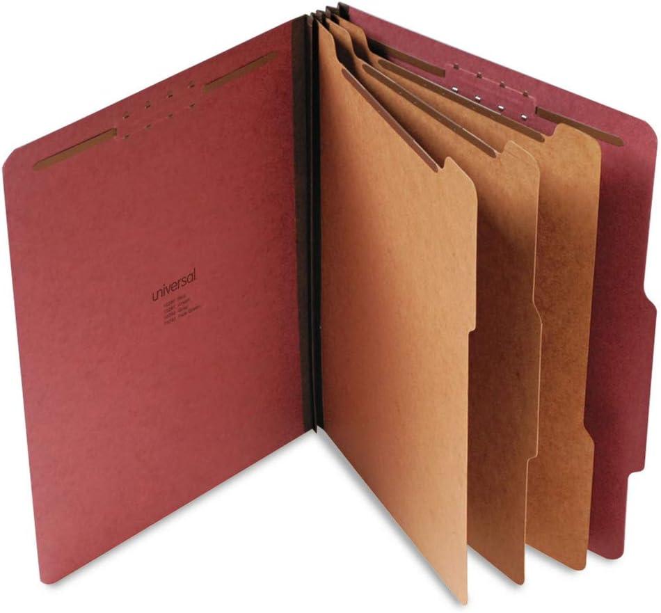 Universal UNV10290 8-Section 3-Divider Pressboard Classification Folders - Letter, Red (10/Box)