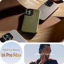 LONLI Urban - for iPhone 16 Pro Max Leather Case - European Genuine Pebbled Leather Phone Case - European Elegance, Modern Design - [Compatible with Magsafe] - Mountain Tree