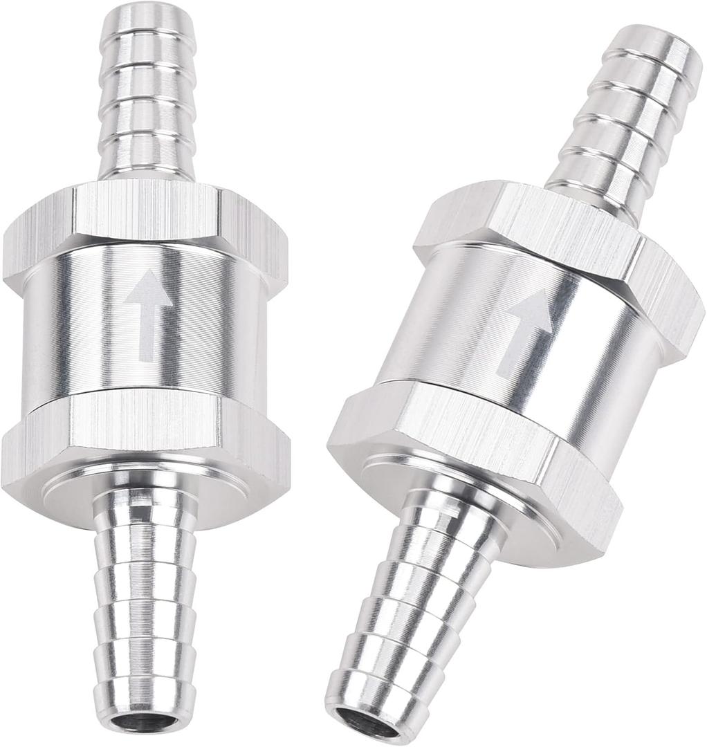 EVIL ENERGY 3/8" Fuel Check Valve One Way Inline Non Return Diesel Gasoline Silver(10mm OD, Set of 2)