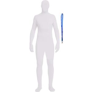 Full Bodysuit With Zipper Helper Unisex Spandex Stretch Adult Costume Zentai Disappearing Man Body Suit (X-Large, White)