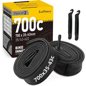LotFancy 700C Bike Tubes, 2Pcs 700x35/ 43c Road Bike Tube, 48mm Schrader Valve, 700x35C 700x38C 700x40C 700x42C 700x43C Bicycle Tire Tubes, 40-622 28" x 1-5/ 8 x 1 1/ 2 Tube