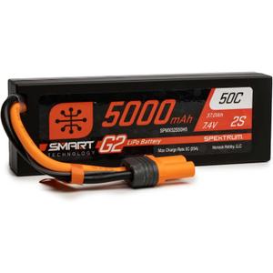 Spektrum 7.4V 5000mAh 2S 50C Smart LiPo G2 Hard Case: IC5, SPMX52S50H5