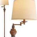 61" Vintage Floor Lamp with 350 Adjustable Swing Arm, Standing Lamp for Bedroom Living Room Bedside Tall lamp Nightstand Retro Farmhouse Mid Century Lamp Light Home Dcor Office Gifts (Wood Grain)