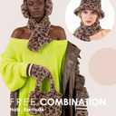 Gifts Sets for Women-5 Piece, Faux Fur Bucket Hat and Glove Set, Valentines Gifts for Her Wife Sister Girlfriends (Leopard Print Light)