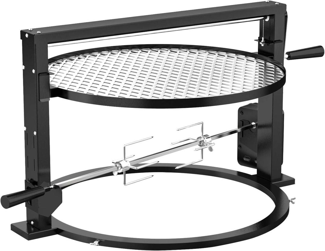 only fire Santa-maria Style Grill Rotisserie System Adjustable Cooking Grate Attachment for Weber 22 inch Kettle Grills - Global Patent