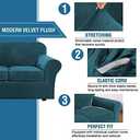 H.VERSAILTEX Real Velvet Plush 3 Piece Stretch Sofa Covers Couch Covers for 2 Cushion Couch Sofa Slipcovers Width Up to 90 Inch Feature Thick Soft Stay in Place (Large Sofa, Deep Teal)