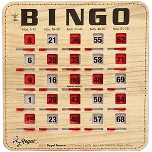 Regal Bingo Bulk Bingo Cards with Sliding Windows - Reusable Bingo Game Cards for Adults Large Group - 20 Pack, Woodgrain