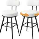 VASAGLE 360 Swivel Bar Stools Set of 2, Counter Height Bar Stools with Back, Boucle Fabric, Contemporary Modern, 25.4 Inch Tall, Kitchen and Home Bar, Cloud White ULBC130W01V1