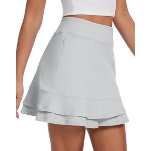 H Hellisal Womens Tennis Skirt 16" Skorts for Woman Dressy Casual High Waisted Golf Athletic Ruffle Skirts with Pockets Large