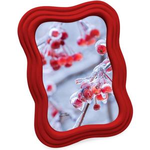 Isaac Jacobs 4x6 Matte Red Curved Deco Frame for Tabletop and Wall Display, Decorative Art, Design, Home Décor, Gift (4x6, Matte Red)