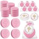 24 Pcs Cross Soap Baptism Favors Set Baby Baptism Favor Scented Soap Favors for Baby Shower Christening Communion Wedding Bridal Party Guests Decoration (Pink)