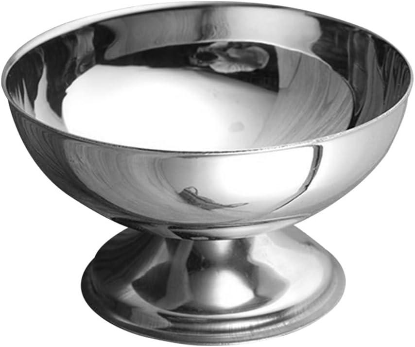 Cabilock Stainless Steel Ice Cream Bowl Metal Pudding Cups Salad Dessert Holder Snack Fruit Candy Container for DIY Ice Cream Parfait Banana Pudding 10X10CM (Silver)