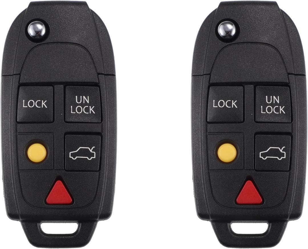 X AUTOHAUX 2 Set 315MHz Keyless Entry Remote Ignition Transponder Key Fob 5 Buttons for Volvo XC90 2004-2014 for Volvo XC70 2004-2007 2pcs