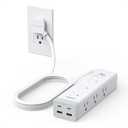 TESSAN Surge Protector Power Strip PD 20W, Ultra Thin Flat Plug 6 FT Extension Cord, 9 Outlets 4 USB(2 USB C), 1050J Protection Multiple Outlets Charging Station for Home, Office, College Dorm Room (White)