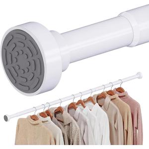 Supforce No Drilling Closet Rods for Hanging Clothes, Non Slip Tension Rod with Heavy Duty Clothes Hanging Rod, 17-39 Inches Adjustable Spring Closet Rod for Closet Wardrobe Bathroom Laundry RV, White