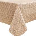 Walrus Heavy Duty Vinyl Tablecloth with Flannel Backing Waterproof Oil-Proof Plastic Table Cloth Stain-Resistant Wipeable Rectangle or Square Table Cover for Indoor and Outdoor (Weave, 52X70 Inch)
