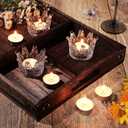 24 Pcs Birthday Clear Crown Votive Candle Holders Glass Crown Tealight Candle Holders Bulk Candlestick Votives for Tables Centerpieces Wedding Party Decoration(Clear Style)