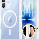 for iPhone 17 Case for Women Girls,Compatible with MagSafe,Camera Control,Full Camera Protection, Cute Wave Magnetic Phone Case for iPhone 17,Frosted Clear