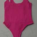 REORIA Bodysuit for Women Scoop Neck Sleeveless Tank Top Bodysuits 2025 Sexy Thong Bodysuit Basic Leotards for Women (Small, Neon Rose Red)