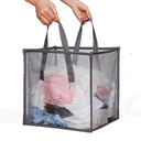 Pop Up Laundry Baskets - Mesh Collapsible Laundry Hampers Storage with Handle - Foldable for Washing Storage, Great for The Kids Room, College Dorm, Travel Organizer (Grey)