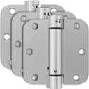 3 Pack Self Closing Door Hinges, 3.5 Inch Auto Closing Door Hinge with 5/8'' Radius Corners, Adjustable Tension for Garage, Front, Back Door, UL Listed, Left and Right Hand, Brushed Nickel