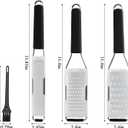 Cambom Lemon Zester Grater Three-piece Suit - Heavy Duty Kitchen Tool for Parmesan Cheese, Ginger, Garlic, Nutmeg, Chocolate, Vegetables, Fruits Stainless Steel Grater Dishwasher Safe Black