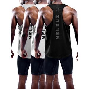 NELEUS Men's 3 Pack Dry Fit Y-Back Muscle Tank Top, Size: M/S