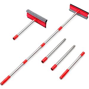 DSV Professional Squeegee for Window Cleaning with Long 55" Extension Handle, Window Cleaning Kit, 2-in-1 Window Squeegee, Car Window Cleaner Tool, Window Cleaner for High Outdoor Windows, Multi-Section Squeegee